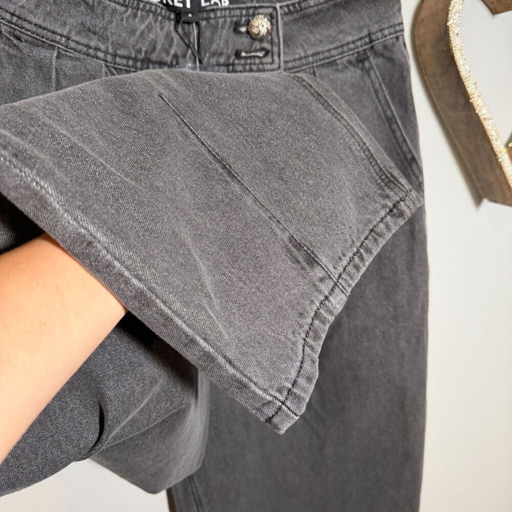 Grey Lab Waist Barrel Leg Denim High Waisted Straight Pants MEDIUM in Gray - Picture 6 of 12